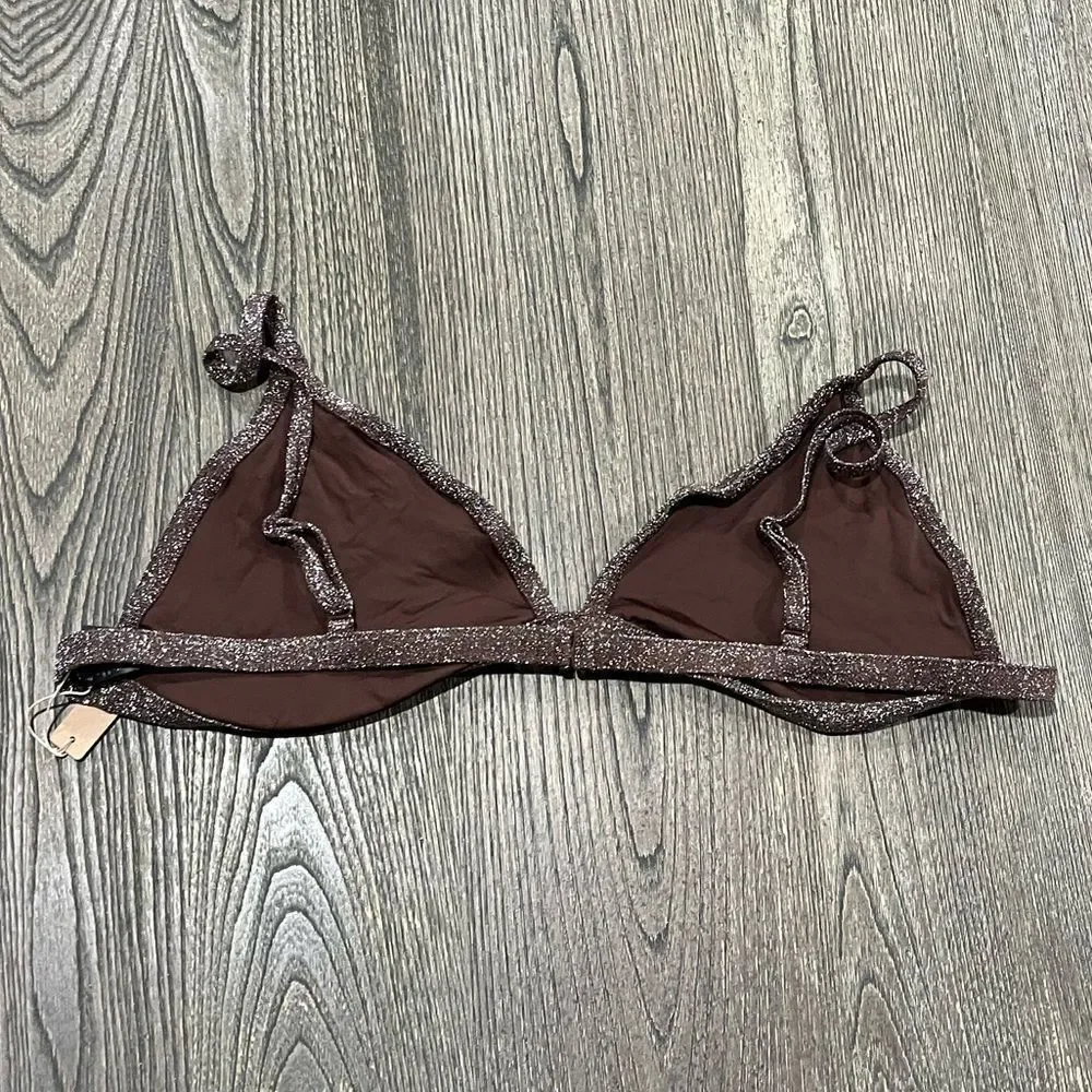 NWT Skims Gliter Swim Triangle Bikini Top Adjustable Straps Lined Cocoa Size 4X